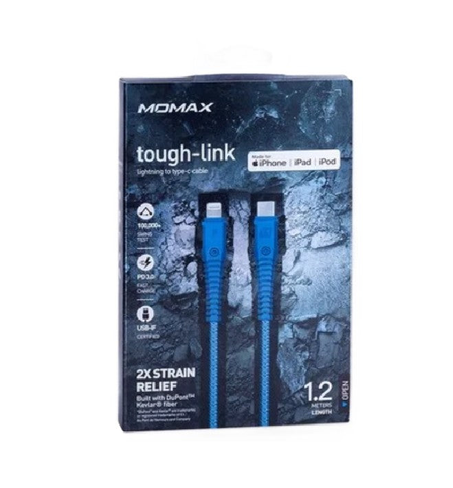 Momax Tough-Link Lightning to Type C Cable 1.2m (Blue)