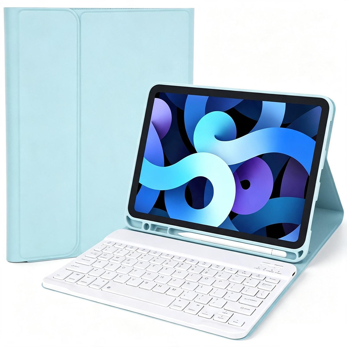 Smart iPad A16 (2025) / 10th Gen (2022) Case with Detachable Bluetooth Keyboard - Lake Blue