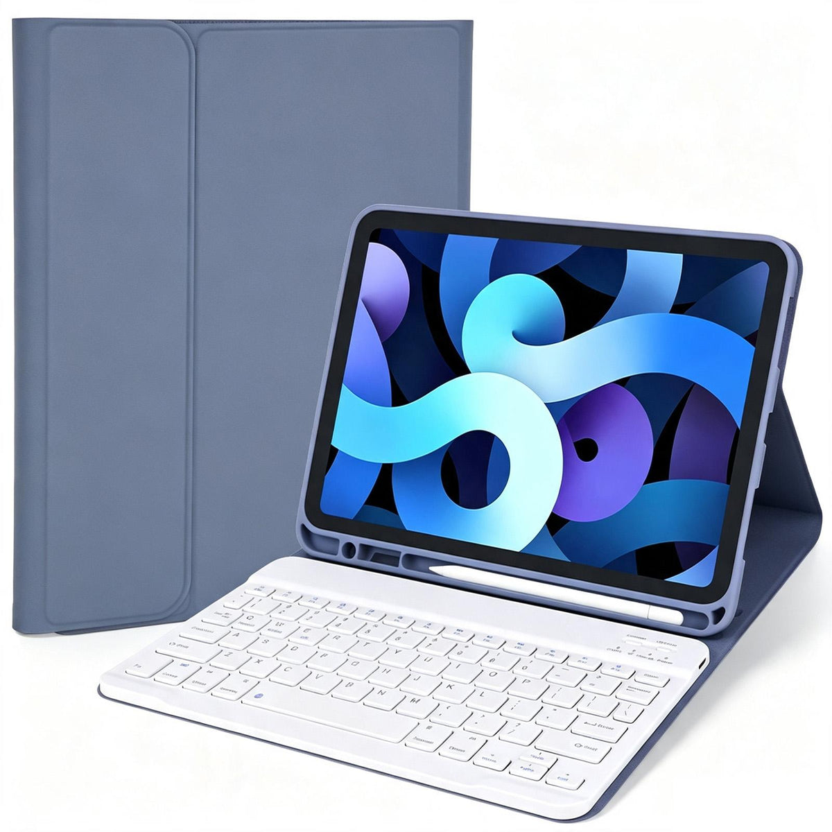 Smart iPad A16 (2025) / 10th Gen (2022) Case with Detachable Bluetooth Keyboard - Purple Grey