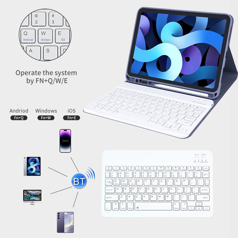 Smart iPad A16 (2025) / 10th Gen (2022) Case with Detachable Bluetooth Keyboard - Black