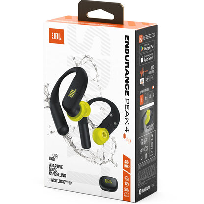 JBL Endurance Peak 4 TWS Sports In-Ear Headphones - (Black/Lime) (AU Stock)
