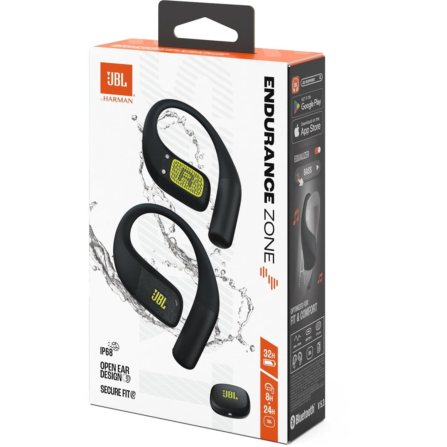 JBL Endurance Zone True Wireless Open-Ear Sports Headphones - (Black/Lime) (AU Stock)