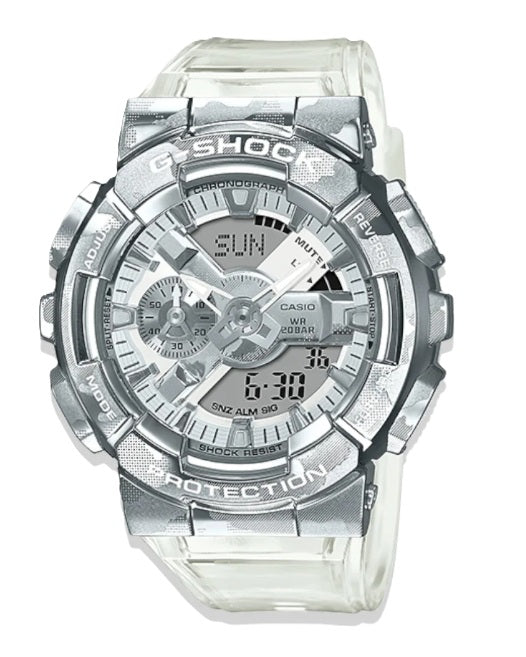 Casio G-Shock Analog Digital Watch - Metal Covered - Silver x Clear