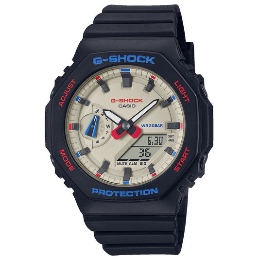 Casio G-Shock Tricolor Black Octagon Watch with Analog Digital