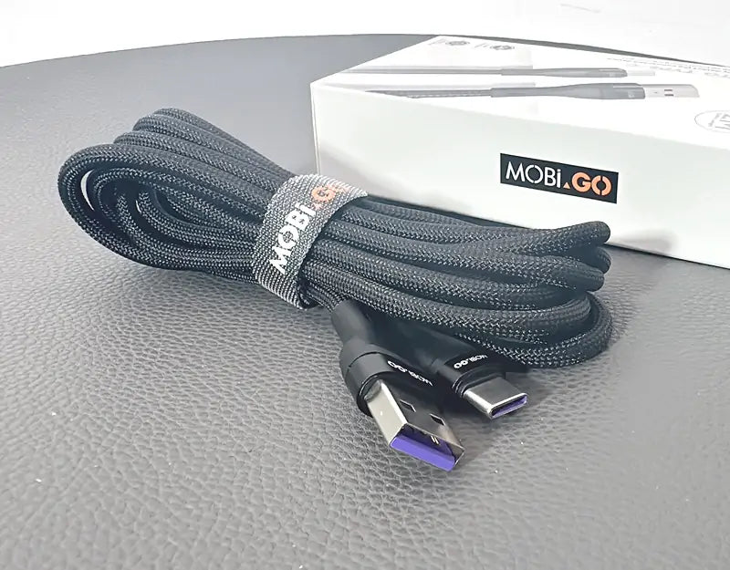 MOBiGO - NYLON WIRE CABLE for USB to TYPE C ( 2m ) - BLACK