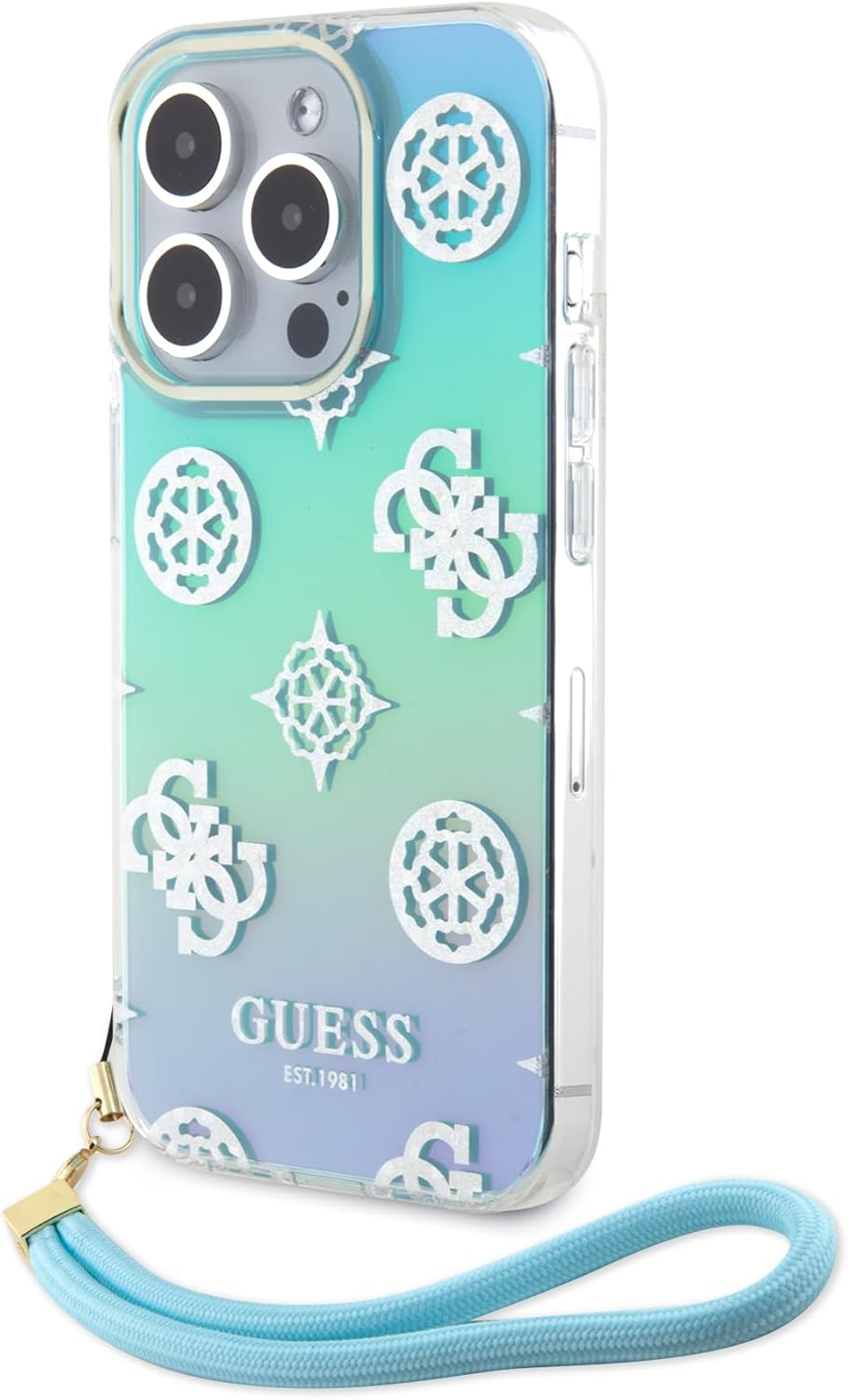 Guess Glitter Peony Case for iPhone 15 Pro 6.1" - Turquoise