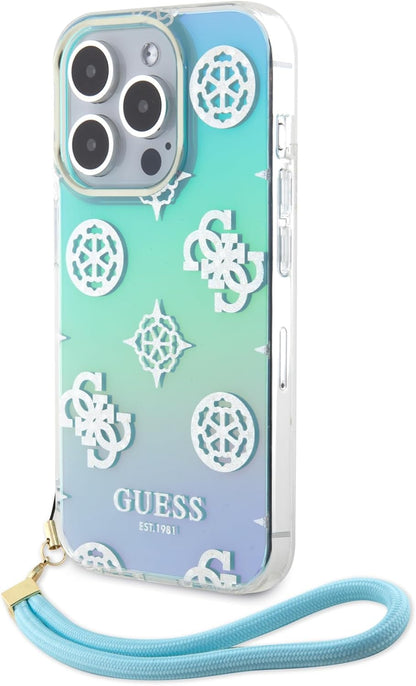 Guess Glitter Peony Case for iPhone 15 Pro 6.1" - Turquoise