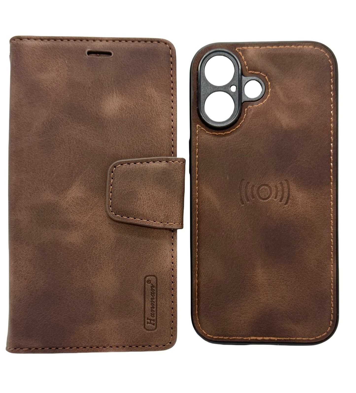 Hanman 2-in-1 Detachable Wallet Case for iPhone 17 (6.1") - Brown