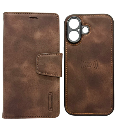 Hanman 2-in-1 Detachable Wallet Case for iPhone 17 (6.1") - Brown