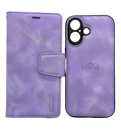 Hanman 2-in-1 Detachable Wallet Case for iPhone 17 (6.1") - Purple