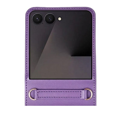 Hanman Wallet Case with Strap for Samsung Galaxy Z Flip 7 /  Flip 8 - Purple