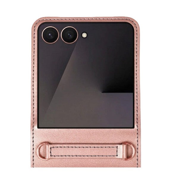 Hanman Wallet Case with Strap for Samsung Galaxy Z Flip 7 /  Flip 8 - Rose Gold
