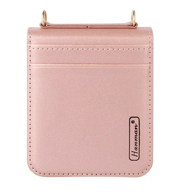 Hanman Wallet Case with Strap for Samsung Galaxy Z Flip 7 /  Flip 8 - Rose Gold