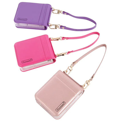 Hanman Wallet Case with Strap for Samsung Galaxy Z Flip 7 /  Flip 8 - Rose Gold