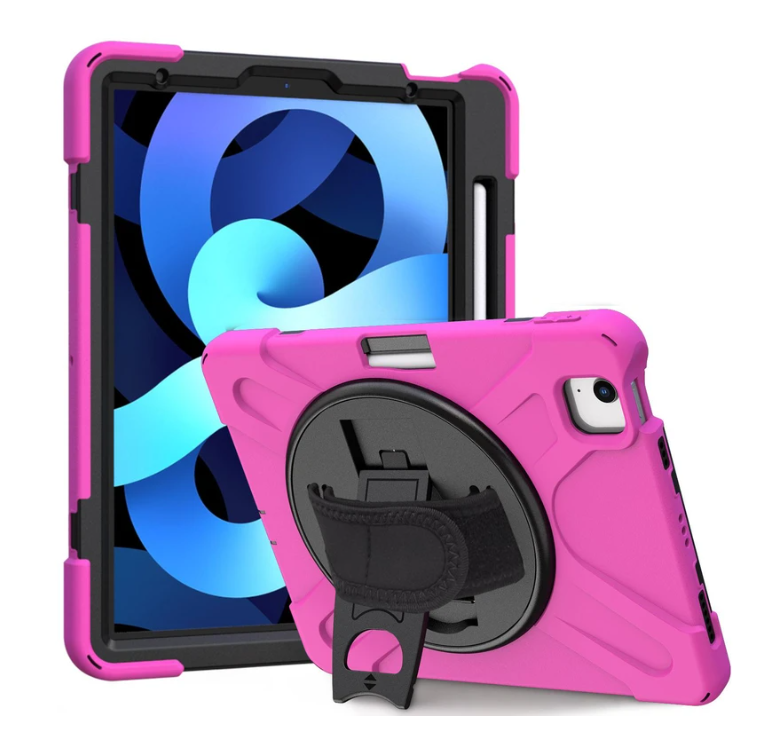 Rugged Protective Case with Handle for APPLE iPad 10.9' Air 4 / Air 5 - HOT PINK