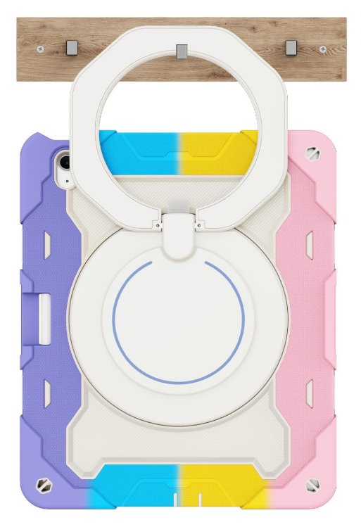 Rugged Protective Case w/folded Handle iPad 10.9'' 10th / A16 11th Gen- Rainbow Pink