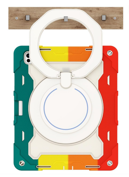 Rugged Protective Case w/folded Handle iPad 10.9" 10th / A16 11th Gen - Red Rainbow