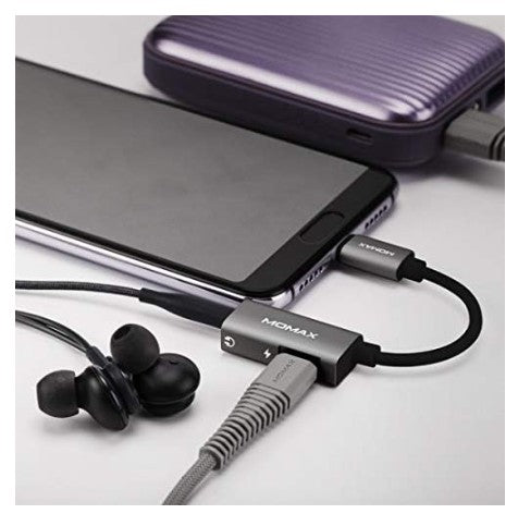 Momax One Link Type C to 3.5mm & Extra Type C for fast charging Adapter