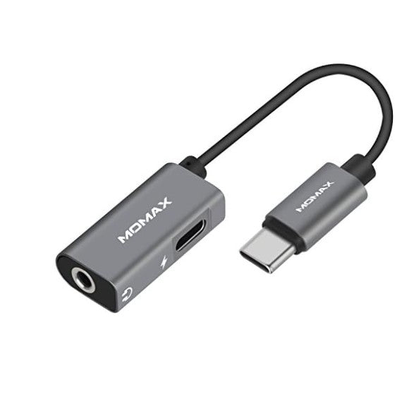 Momax One Link Type C to 3.5mm & Extra Type C for fast charging Adapter