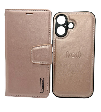 Hanman 2-in-1 Detachable Wallet Case for iPhone 17 (6.1") - Rose Gold