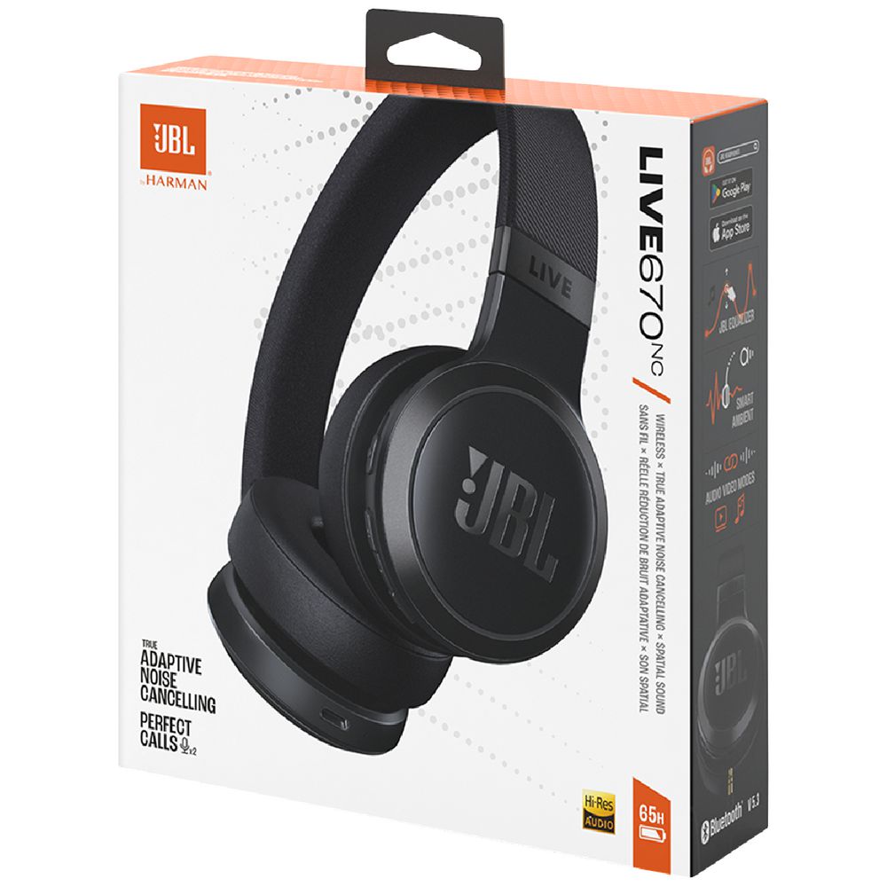 JBL Live 670 true Adaptive Noise Cancelling Wireless On-Ear Headphones - Black (Australia Stock)