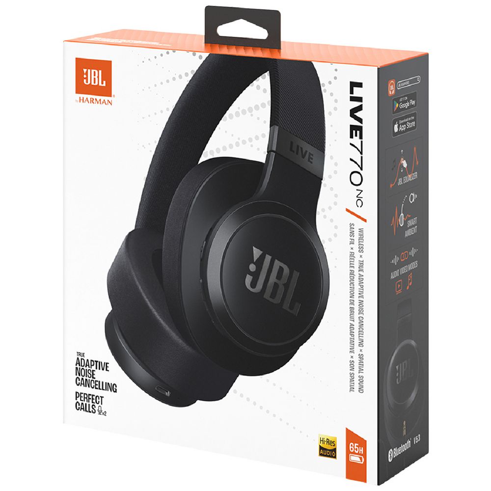 JBL Live 770 True Adaptive Noise Cancelling Wireless Over-Ear Headphones - Black (Australia Stock)