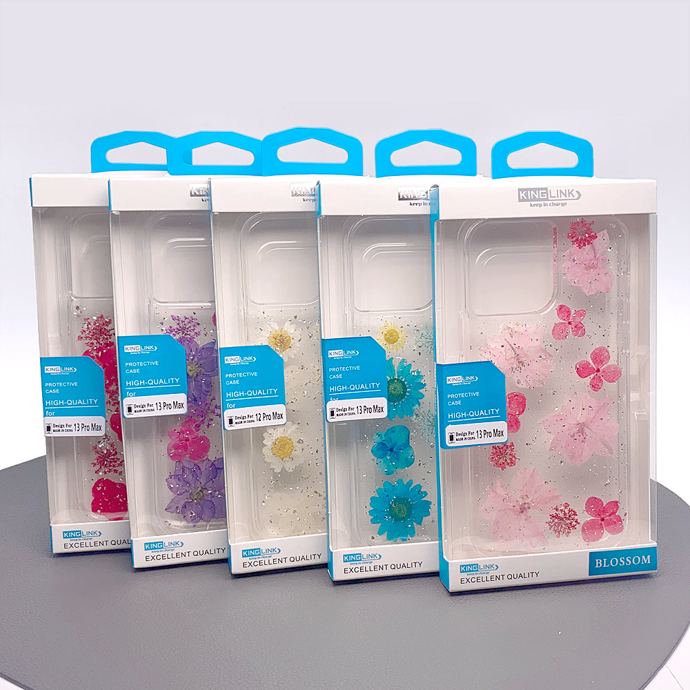 KingLink Real Flower Crystal Hard Case - iPhone 6 / 7 / 8 / SE2 - Blue