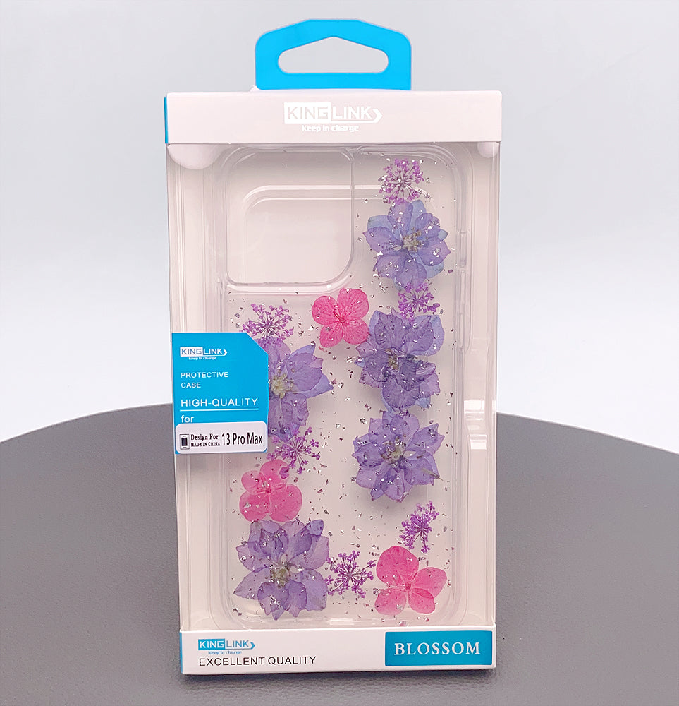 KingLink Real Flower Crystal Hard Case - iPhone 13/14 - 6.1' - PURPLE