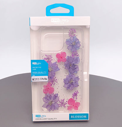 KingLink Real Flower Crystal Hard Case - iPhone 13/14 - 6.1' - PURPLE