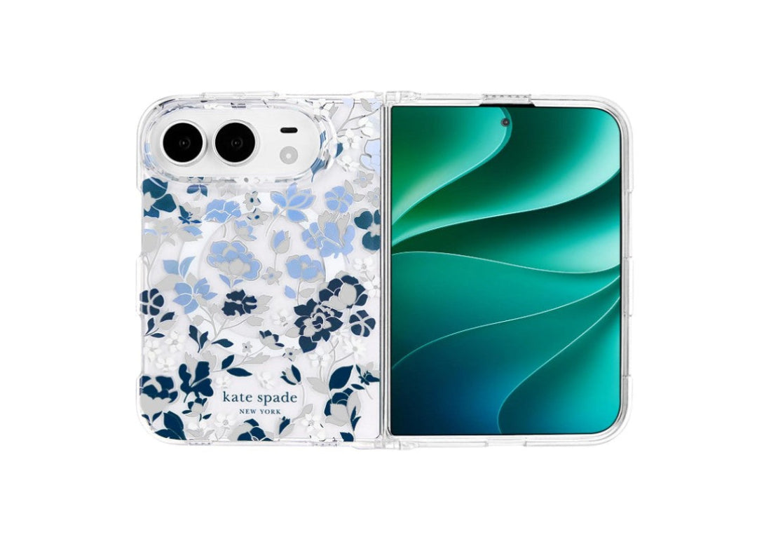 Kate Spade Flowerbed Blue MagSafe Case for iPhone Duo 2026 - Clear / Blue