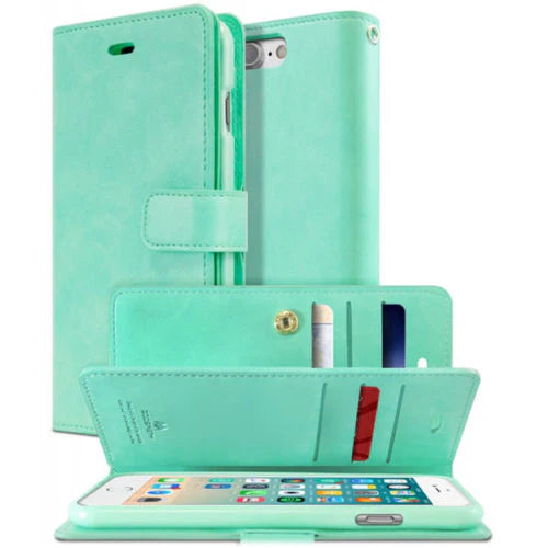 Mansoor Diary Case with Card Slot for iPhone 16 6.1" - Mint