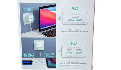 MaxGuard PD40W USB C+C Power Adaptor 40w Fast Charger, Model : PD-40W