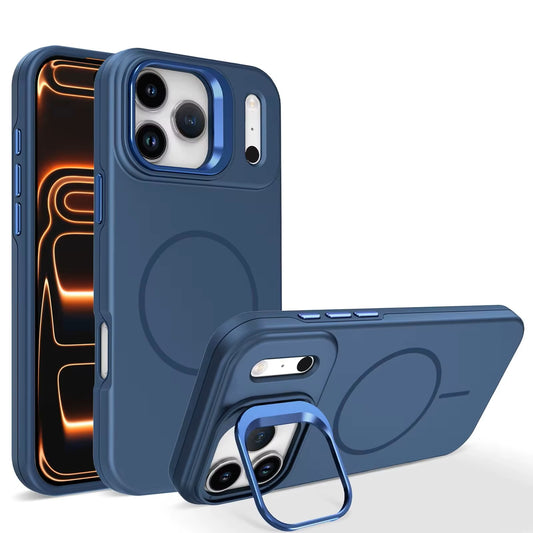 MaxGuard Shockproof Armor with Camera Metal Bracket Holder MagSafe Case for Apple iPhone 17 Pro - Navy
