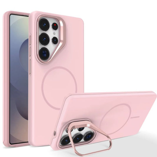 MaxGuard Shockproof Armor with Camera Metal Bracket Holder MagSafe Case for Samsung S26 - Pink