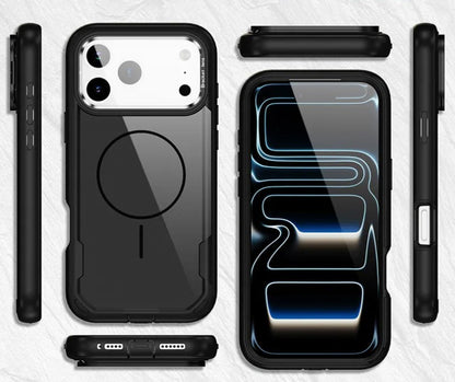 MaxGuard Dual-Layer MagSafe Case with Camera Ring Kickstand for iPhone 17 Pro Max - Black