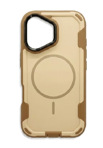 MaxGuard Dual-Layer MagSafe Case with Camera Ring Kickstand for iPhone 17 - Brown