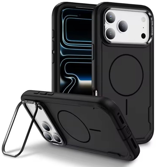 MaxGuard Dual-Layer MagSafe Case with Camera Ring Kickstand for iPhone 17 Pro Max - Black