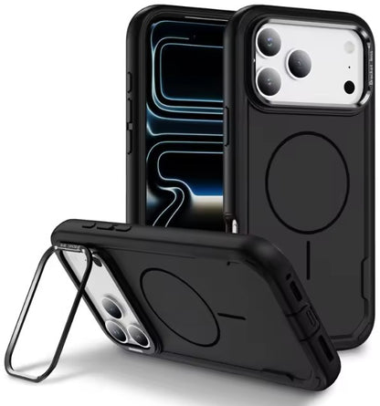 MaxGuard Dual-Layer MagSafe Case with Camera Ring Kickstand for iPhone 17 Pro Max - Black