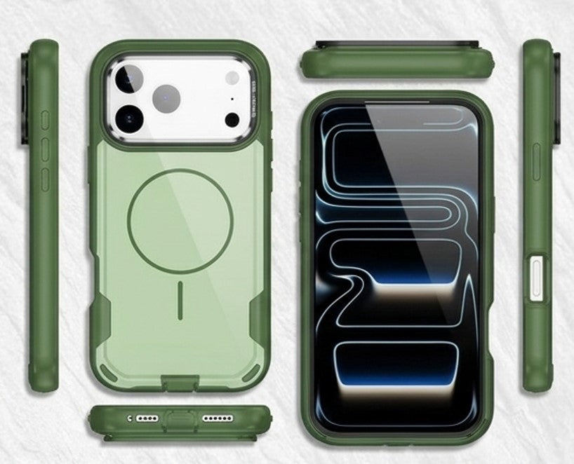MaxGuard Dual-Layer MagSafe Case with Camera Ring Kickstand for iPhone 17 Pro Max - Green