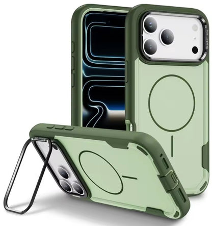 MaxGuard Dual-Layer MagSafe Case with Camera Ring Kickstand for iPhone 17 Pro Max - Green