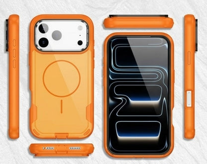 MaxGuard Dual-Layer MagSafe Case with Camera Ring Kickstand for iPhone 17 Pro Max - Orange