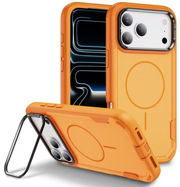 MaxGuard Dual-Layer MagSafe Case with Camera Ring Kickstand for iPhone 17 Pro Max - Orange