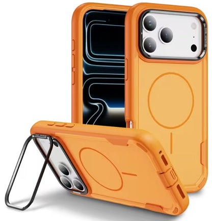 MaxGuard Dual-Layer MagSafe Case with Camera Ring Kickstand for iPhone 17 Pro Max - Orange