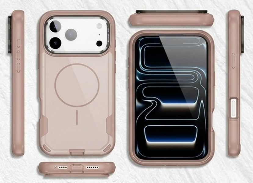 MaxGuard Dual-Layer MagSafe Case with Camera Ring Kickstand for iPhone 17 Pro Max - Pink