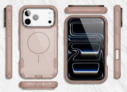 MaxGuard Dual-Layer MagSafe Case with Camera Ring Kickstand for iPhone 17 Pro Max - Pink