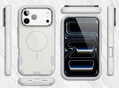 MaxGuard Dual-Layer MagSafe Case with Camera Ring Kickstand for iPhone 17 Pro Max - White