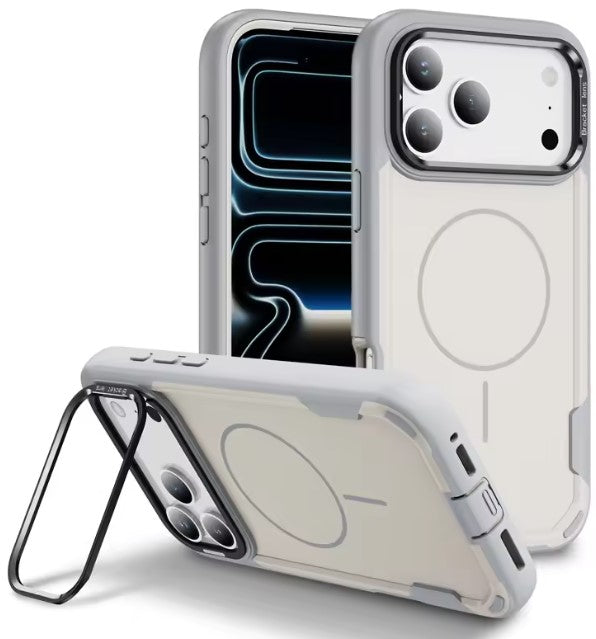 MaxGuard Dual-Layer MagSafe Case with Camera Ring Kickstand for iPhone 17 Pro Max - White