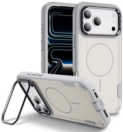 MaxGuard Dual-Layer MagSafe Case with Camera Ring Kickstand for iPhone 17 Pro Max - White