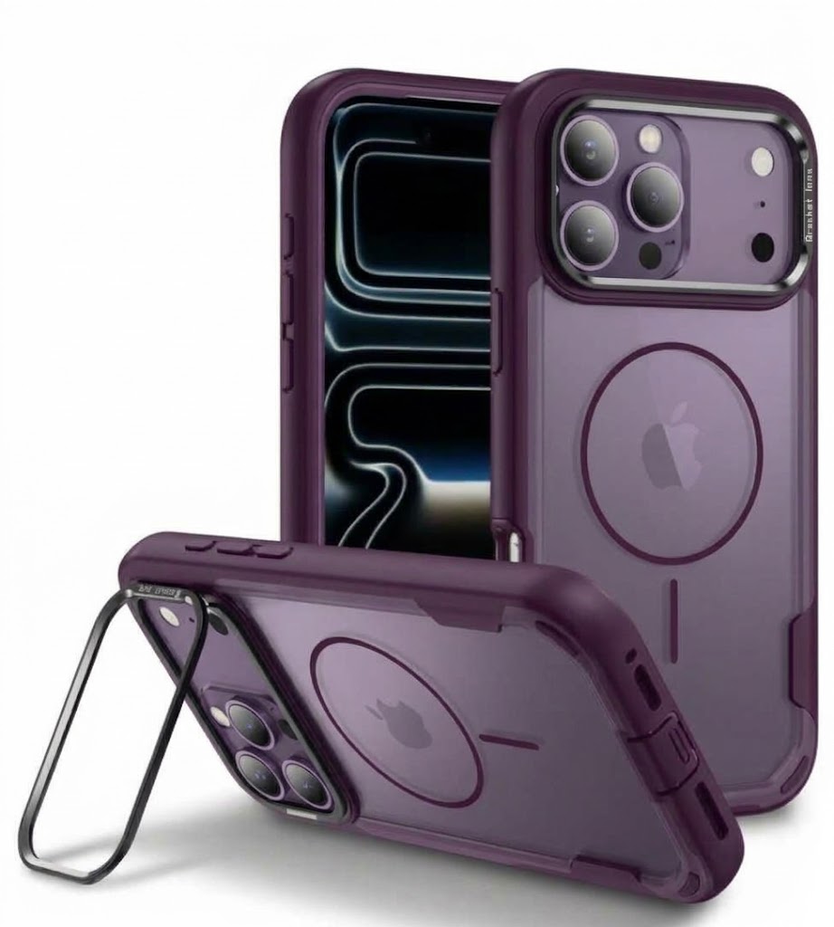 MaxGuard Dual-Layer MagSafe Case with Camera Ring Kickstand for iPhone 18 Pro Max / 17 Pro Max - Purple
