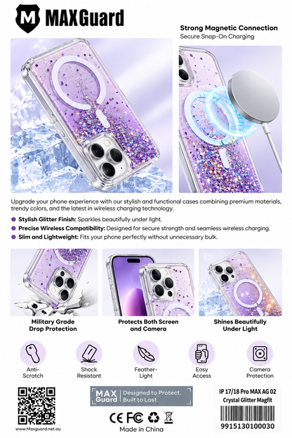 MAXGUARD Kinglink Glitter MagFit Hard Case - iPhone 18 Pro Max / 17 Pro Max 6.9'' - Iridescent